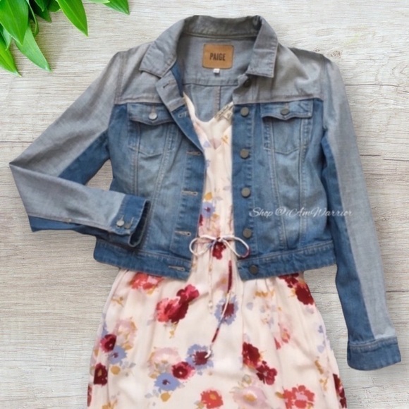 Paige ombrรฉ color block cropped denim jacket *shop@iamwarrior - Picture 5 of 10